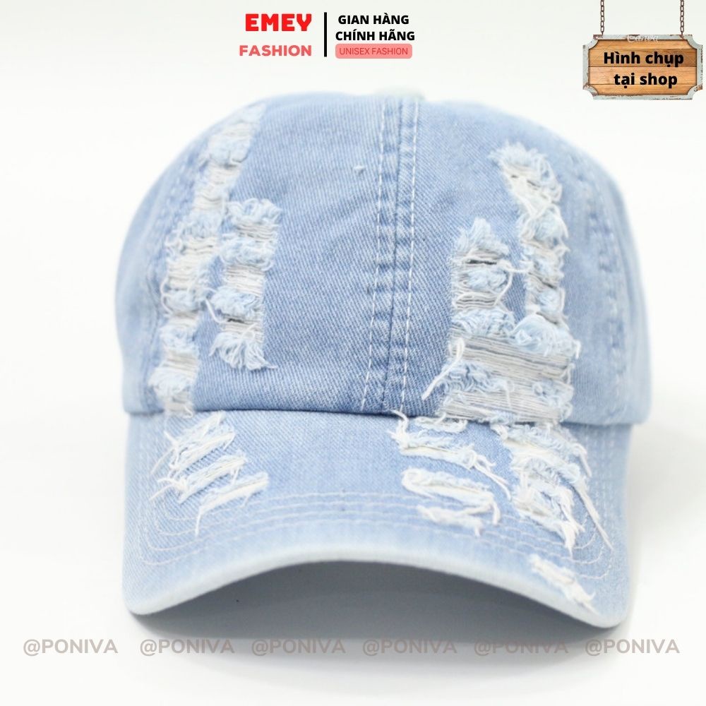 Mũ lưỡi trai - Nón kết jean rách chất vải bò cao cấp phong cách Ulzzang thời trang form unisex nam nữ