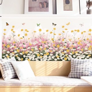 Decal dán tường combo tán hoa + chân cúc hoạ mi ( kt 1m2*1m2)