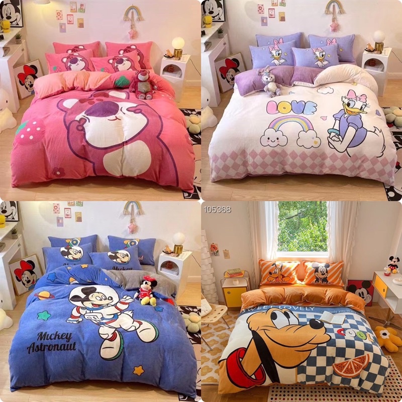 Bộ CHĂN GA GỐI NỈ NHUNG DISNEY hoạt hình 3D siêu xinh / quà tặng cho bé yêu / chăn ga Nỉ Nhung Cao Cấp