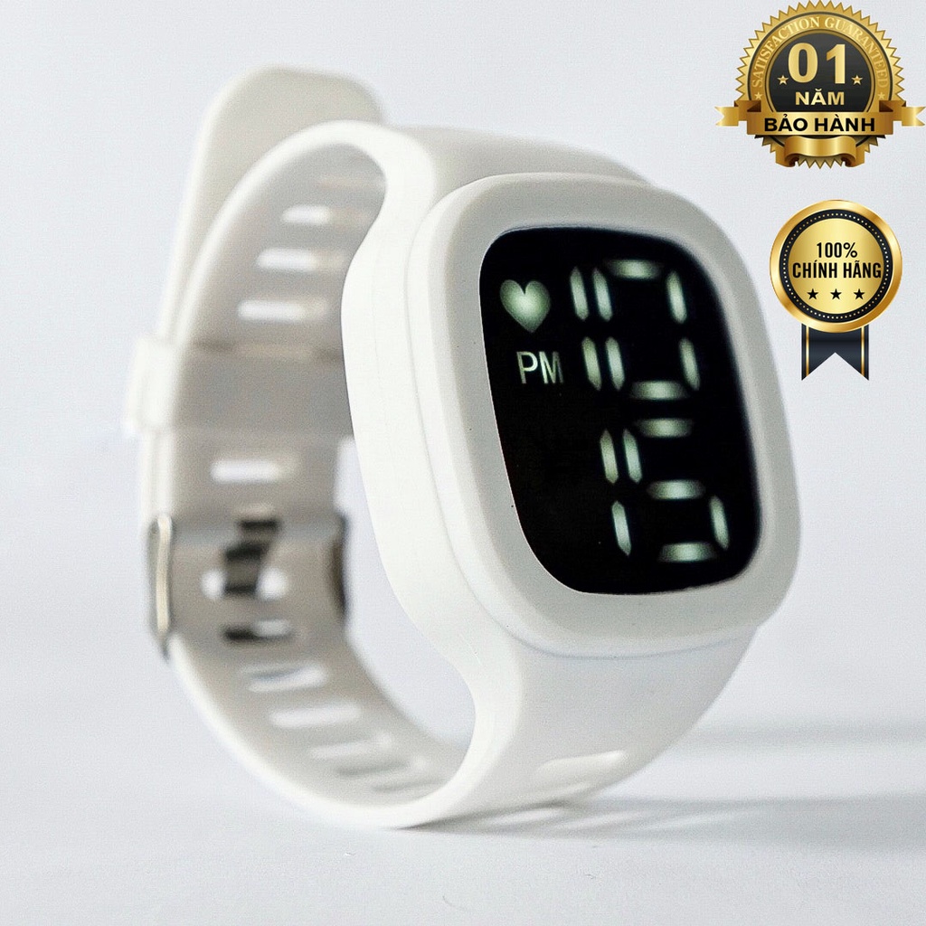 Đồng hồ THỜI TRANG, CHÔNG NƯỚC Nam/Nữ màn hình LCD phong cách Hàn Quốc - Màu Trắng