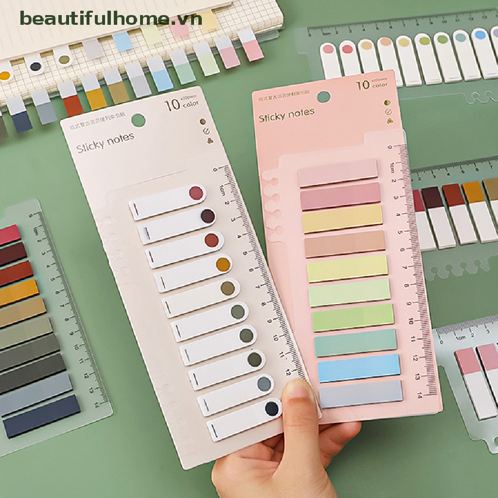 [beautifulhome] Bộ 200 Tờ Giấy Dán Ghi Chú Theo Phong Cách Retro Morandi