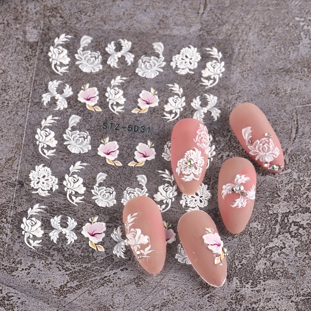 Nhãn Dán Trang Trí Móng Tay Hình Hoa Tulip 5D SASTZ-5D26