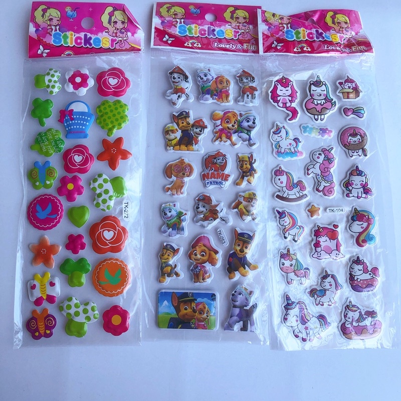 1 tờ dán stiker nổi hình hoạt hình tờ bé siêu dày