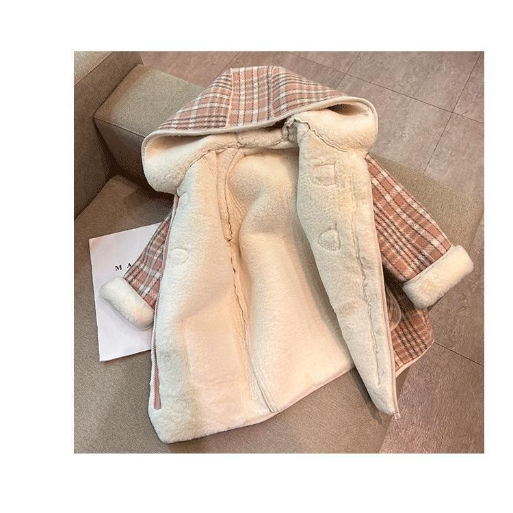 Áo khoác len bé gái chất nhung thu đông 2023 phiên bản hàn quốc mới, Áo khoác len trẻ em hàng quảng châu