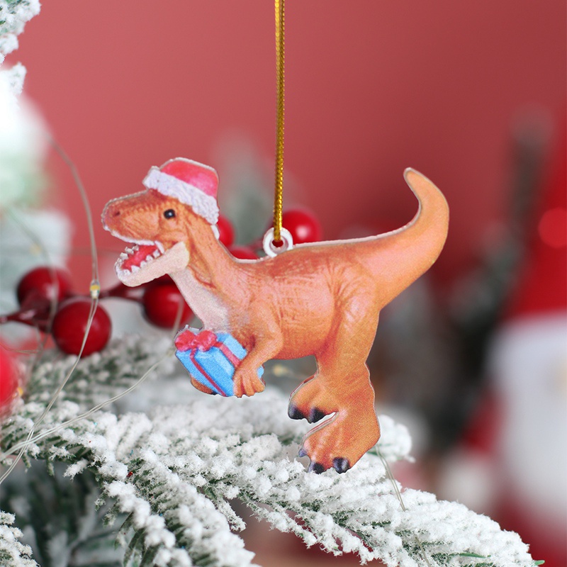 Phụ Kiện Treo Trang Trí Cây Thông Giáng Sinh Hình Khủng Long Hoạt Hình Bằng Acrylic Sáng Tạo Mẫu 2024