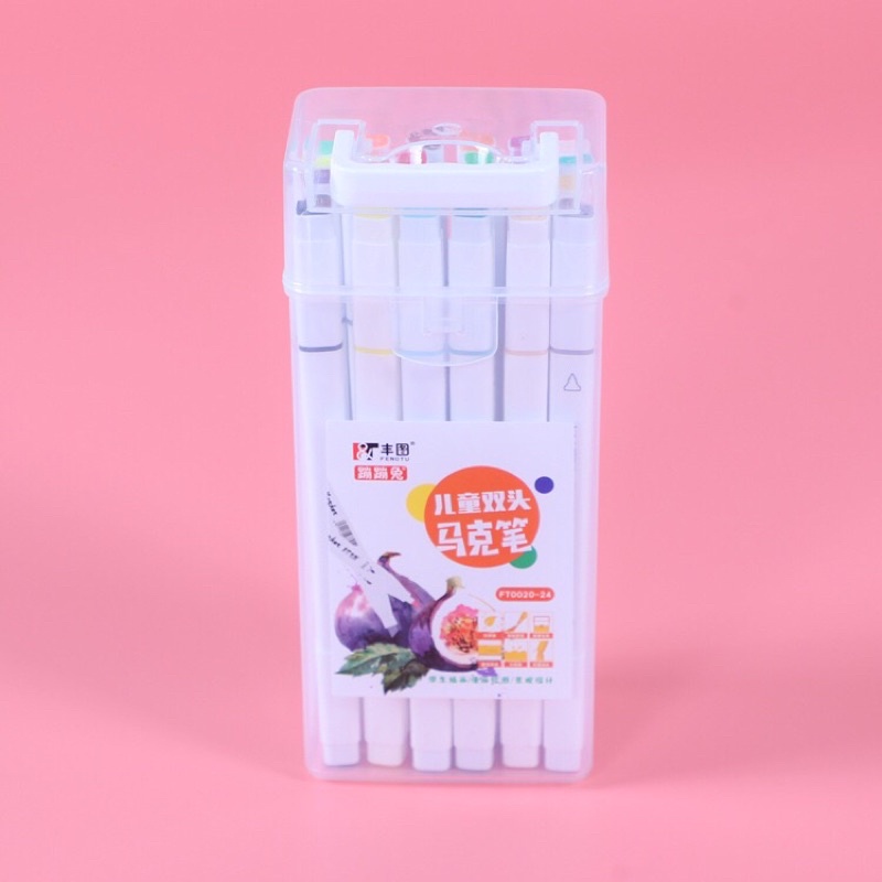 Bút dạ màu marker 2 đầu cao cấp hộp nhựa 12/18/24/36 màu