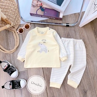 Bộ quần áo thu đông nỉ cài vai cho bé trai bé gái