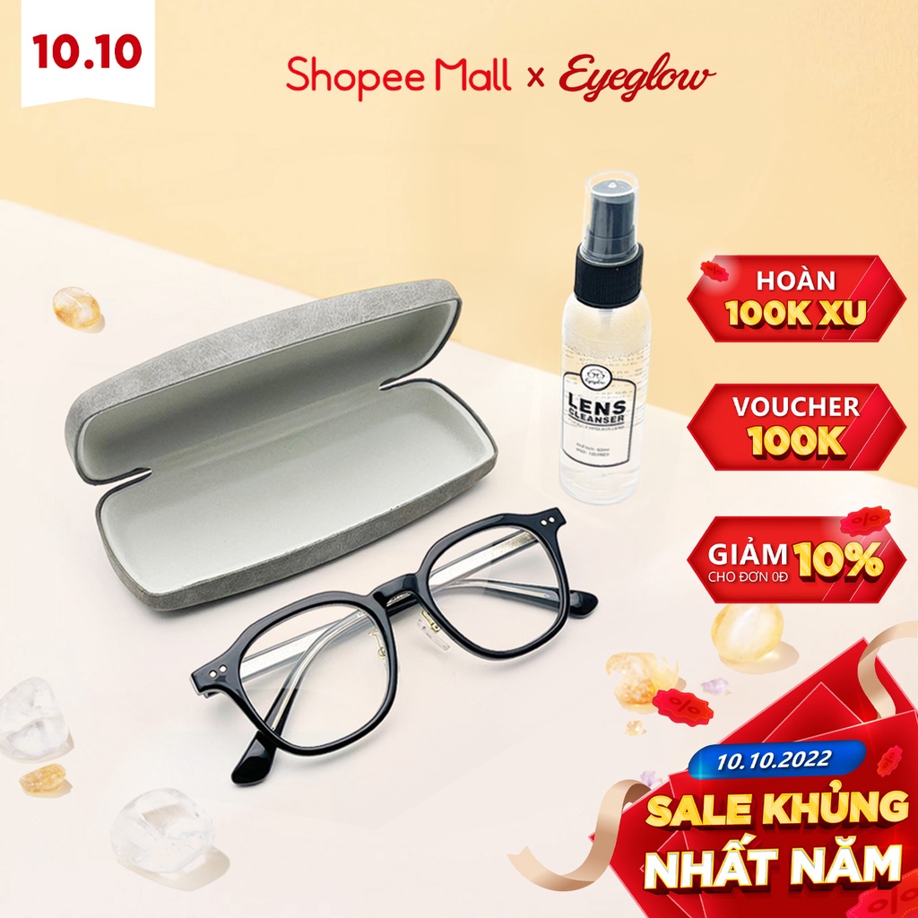 Hộp đựng kính da lộn cao cấp EYEGLOW kích thước 16x7x3cm phủ nỉ màu xám sang trọng EG2209