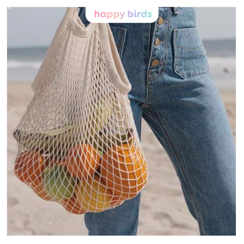 Túi lưới đựng đồ đa năng đi siêu thị đi chơi dã ngoại picnic đi biển có dây đeo