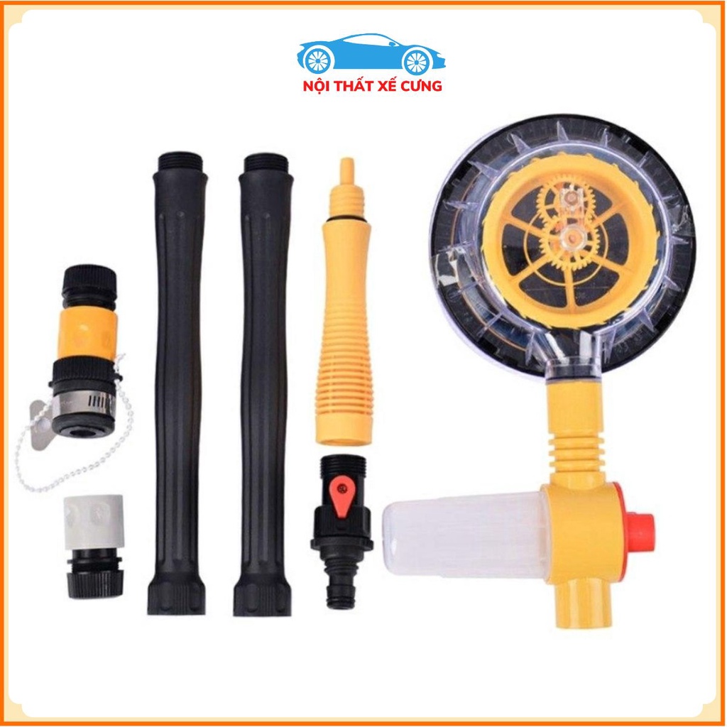 DỤNG CỤ RỬA XE ÔTÔ TỰ XOAY 360 ĐỘ - Vòi Cọ,Cây Rửa Xe Hơi Kết Hợp Bàn Chải Tự Động, Xoay Tròn 360, Tự Tạo Bọt