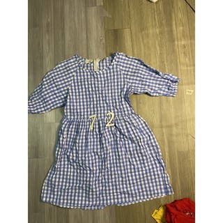 2hand đầm xanh carro eo 72cm mã 171