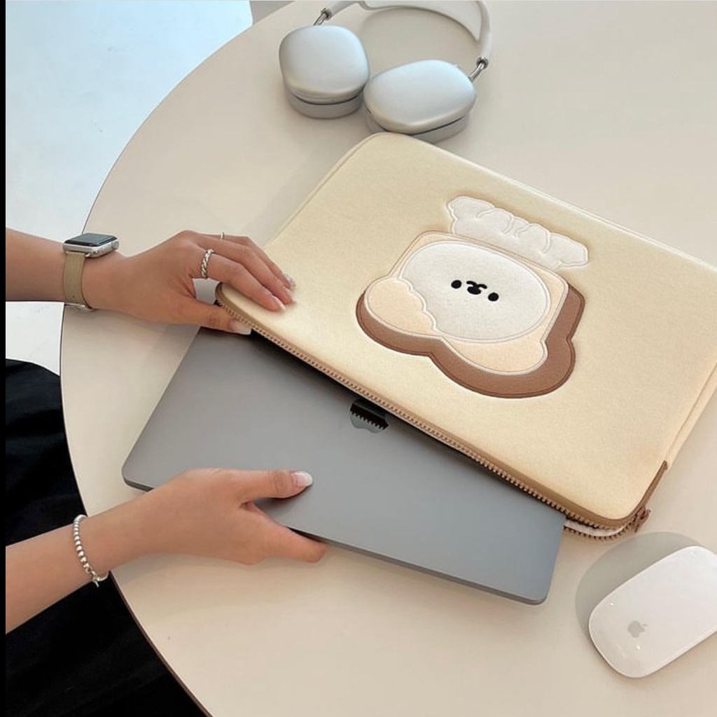 Túi Đựng Laptop Họa Tiết Bánh Mì Nướng Dễ Thương Cho Ipad Pro 11 12.9 ASUS 11 13 14 15 15.6 Inch