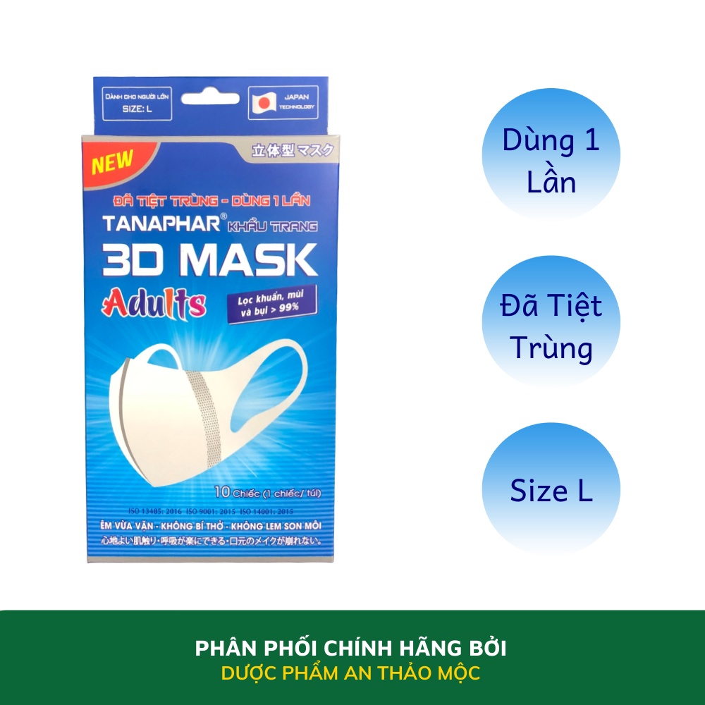 Khẩu trang 3D TANAPHAR dành cho người lớn và trẻ em cấu trúc lọc đa lớp thiết kế 3D thông minh lọc mùi bụi hiệu quả