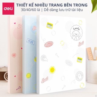 File lá học sinh a4 deli - 30/40 lá - xanhdương/hồng/trắng-1chiếc-72493/72494 - deli