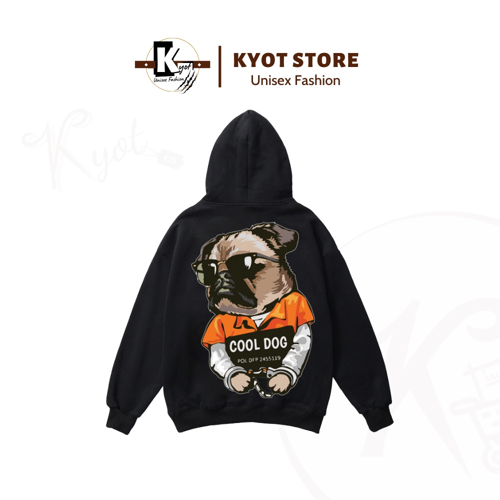 Áo Hoodie Nam Form Rộng Vải Nỉ Bông Mũ 2 Lớp In Hình Cool Dog | KHDDC97 | Kyotstore