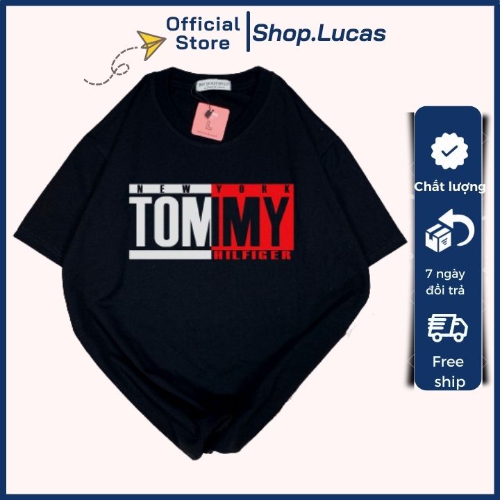 Áo thun nam nữ unisex áo phông vải cotton thoáng mát cổ tròn in chữ tommy - shop.lucas