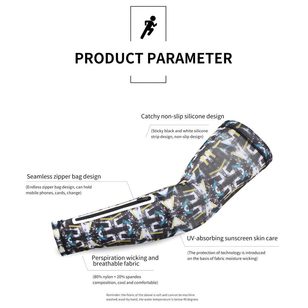 Ống Tay Áo Nén Khí Kèm Túi Đựng Điện Thoại Chống Tia UV Chống Trượt Tiện Dụng Cho Người Chạy Bộ / Chơi Golf