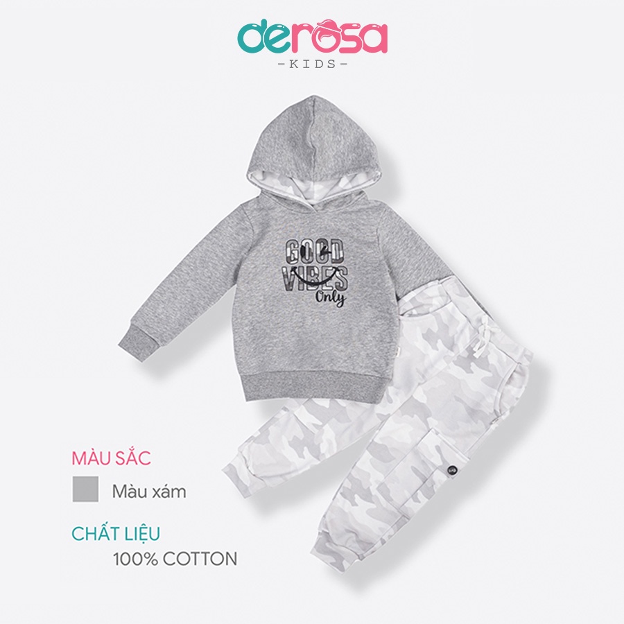 Bộ quần áo hoodie cho bé gái và bé trai DEROSA KIDS từ 2 đến 6 tuổi 651-1049