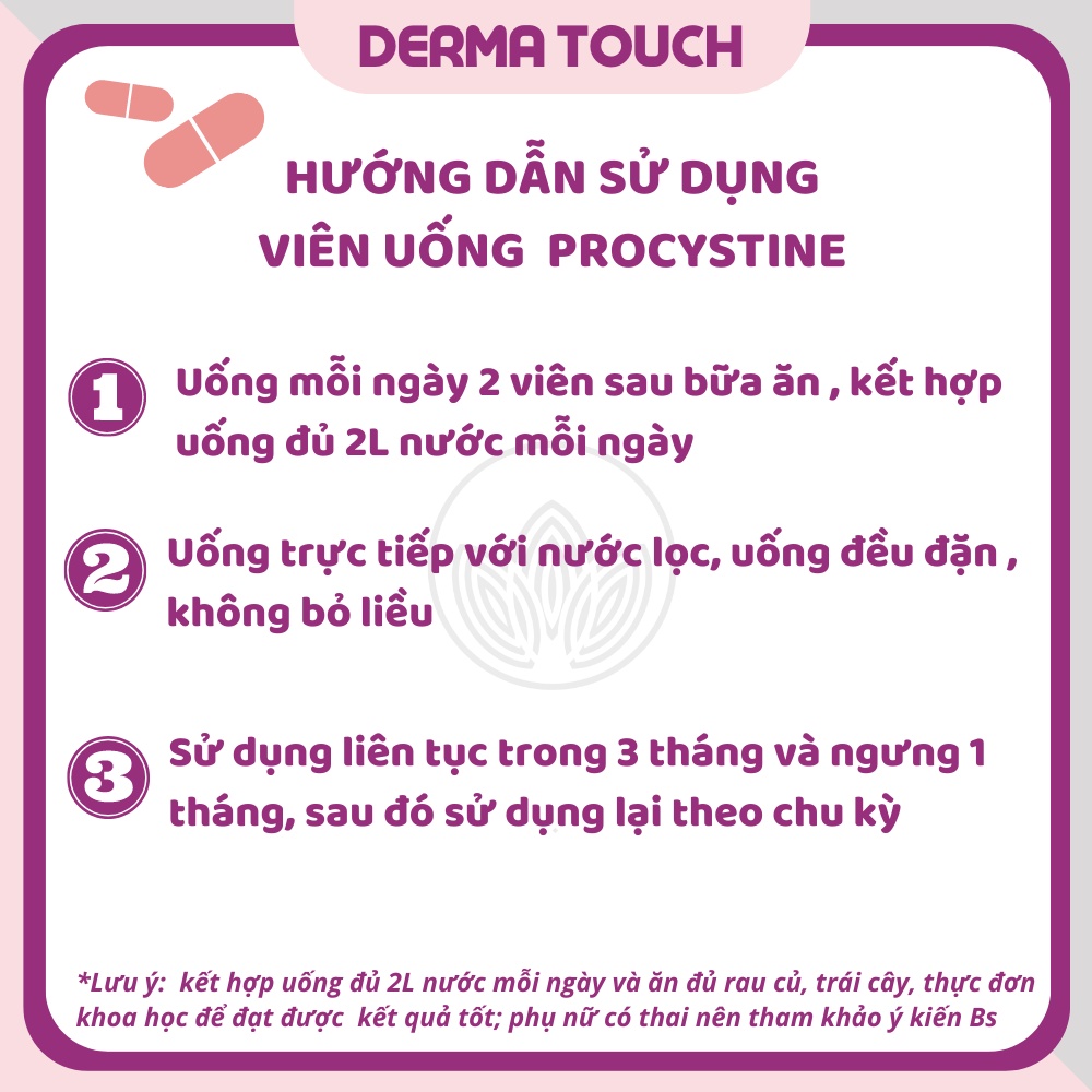 [Trợ giá Shopee] Procystine Viên uống giảm mụn trắng da đẹp tóc 60 viên Mẫu mới - Dược Mỹ phẩm chính hãng Derma Touch | BigBuy360 - bigbuy360.vn