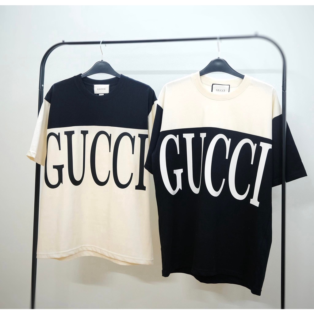 Áo Thun tay lỡ unisex GUCCI TWO TONE Phối Cotton 2 Chiều Cao Cấp Dày Dặn [HOT TREND 2022]