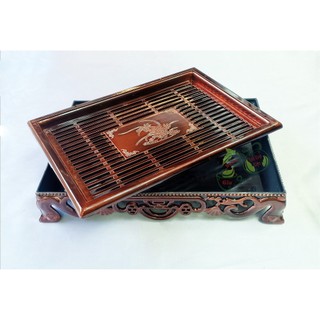 Bộ khay trà giả gỗ( kiểu nan tre bền đẹp)