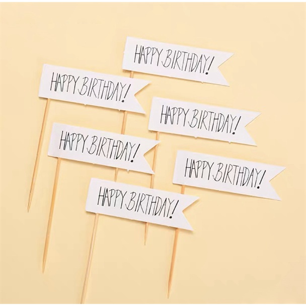 Set 6 que HPBD nền trắng chữ đen