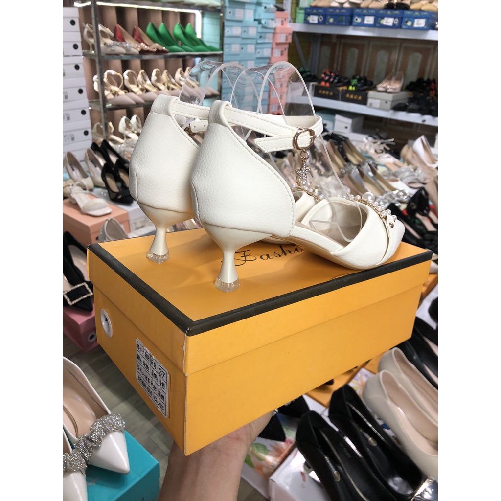 Giày cao gót 5cm khuy đá xinh fom 1,5