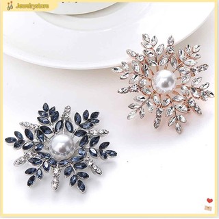 (jewelrystore) Trâm cài áo thiết kế hình bông tuyết đính ngọc trai và kim cương giả sang trọng cho nữ