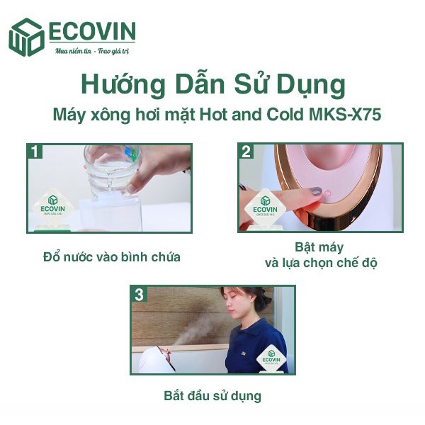 Máy xông hơi mặt thảo dược, máy xông hơi nóng lạnh, máy xông mặt mũi họng mini, phun sương, tạo độ ẩm, đẹp da MKS-X75