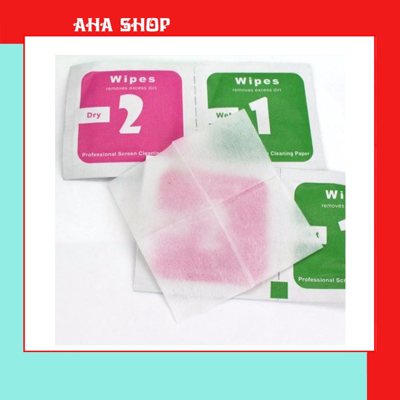 Bộ giấy lau dán cường lực (khăn Khô - Ướt) - Dùng vệ sinh mặt kính khi dán Cường lực 10d 21d kingkong chống nhìn chốngân