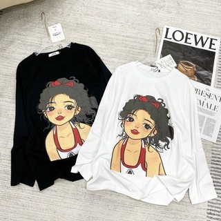 Áo Pull Dài Tay Hình Cô Gái,Áo Thun Dài Tay form rộng hình cô gái siêu hot hit