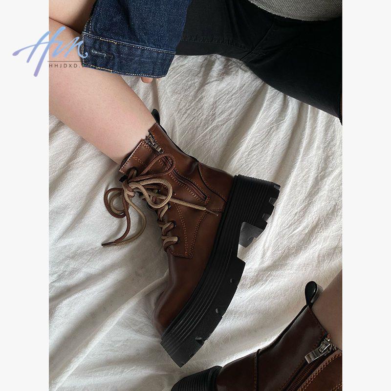 Giày Bốt Martin Đế Dày Tăng Chiều Cao Phong Cách Hàn Quốc Thời Trang Mùa Thu Cho Nữ