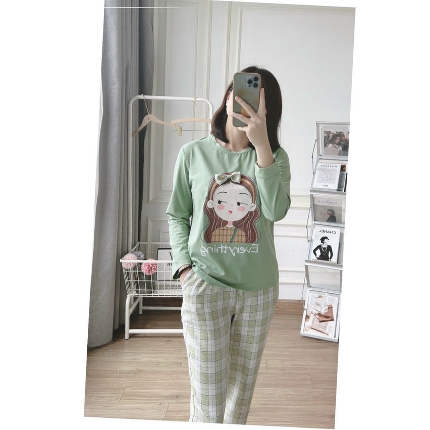 YO BỘ HÌNH CÔ GÁI NƠ KẺ 3 MÀU DÀI TAY CHO NỮ
