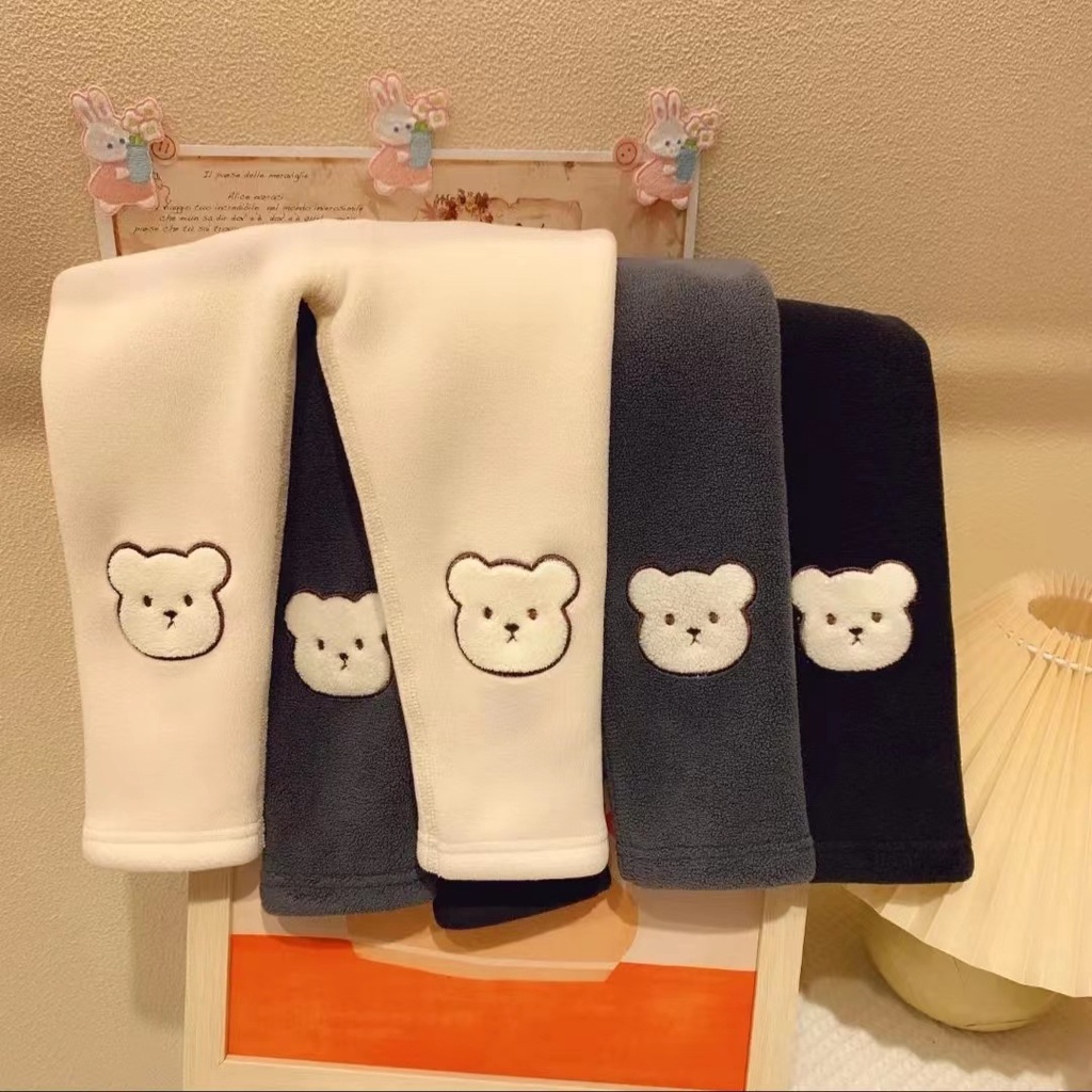 Quần Dài Vải Lông Dày Hai Mặt Giữ Ấm Mùa Thu Đông Kiểu Mới 2022 Cho Bé Gái