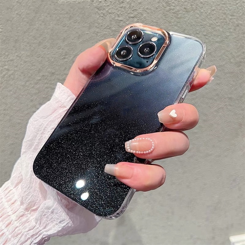 Ốp Điện Thoại TPU Trong Suốt Màu Gradient Lấp Lánh Chống Rơi Cho Iphone14 Pro 13 12 11 Pro Max