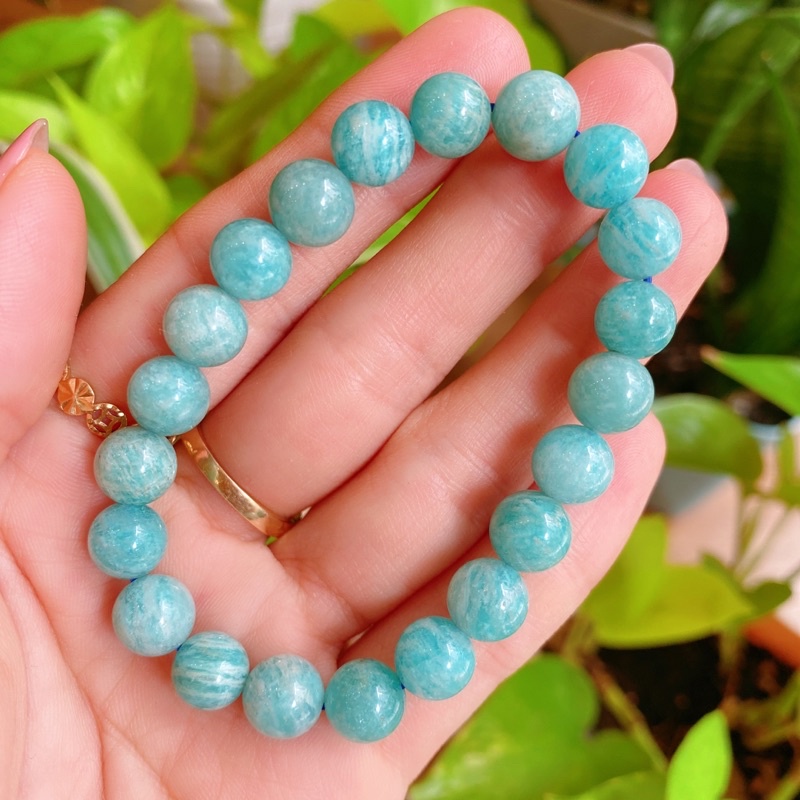 Vòng tay đá Năng Lượng Amazonite, Viên đá yên bình, giảm stress, Healing
