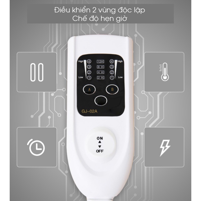 Chăn sưởi điện Apajia 2 vùng nóng độc lập - đệm sưởi ấm mùa đông_RE0303-RE0304