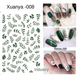 Hình dán móng tay không thấm nước, nhãn dán decal hình lá xanh