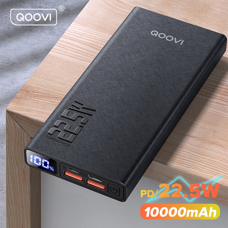 QOOVI Sạc dự phòng 20000mAh sạc nhanh loại C + cổng usb sạc màn hình kỹ thuật số hỗ trợ tất cả các kiểu điện thoại di động