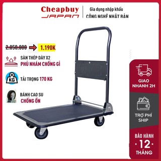 Xe đẩy hàng 4 bánh gấp gọn chở 170kg nhập khẩu ADVINDEQ, Xe kéo hàng sàn thép xếp gọn đa năng bánh chống ồn- BH 1 năm