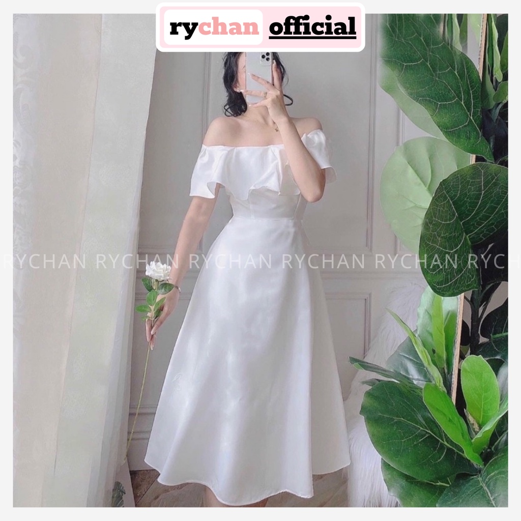 [ẢNH THẬT CUỐI] Đầm Đi Biển Dáng Dài Xòe Siêu Sang Chảnh, Đầm Váy Nữ Trễ Vai Sexy Quyến Rũ Màu Trắng -DX411