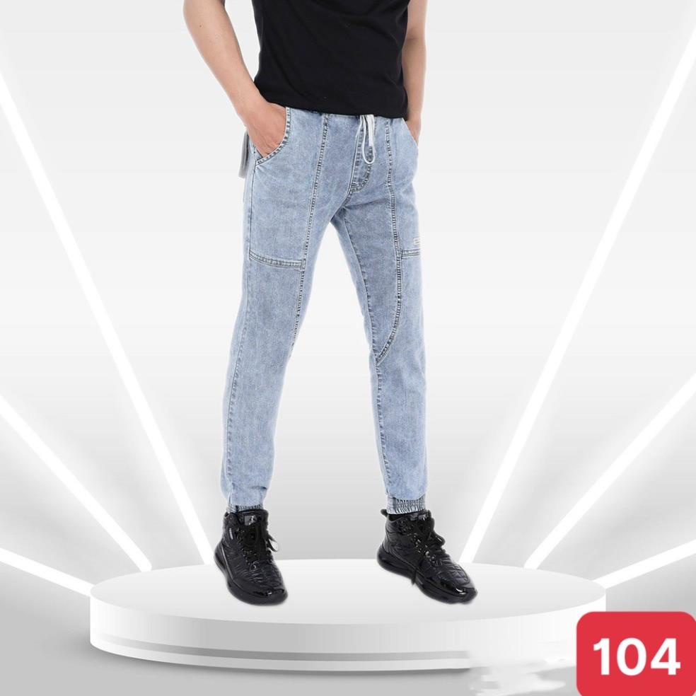 Quần jean jogger nam màu xám nhạt bo chân không rách gối chất bò cao cấp co dãn 4 chiều from dáng baggy skinny ADO Q07 *