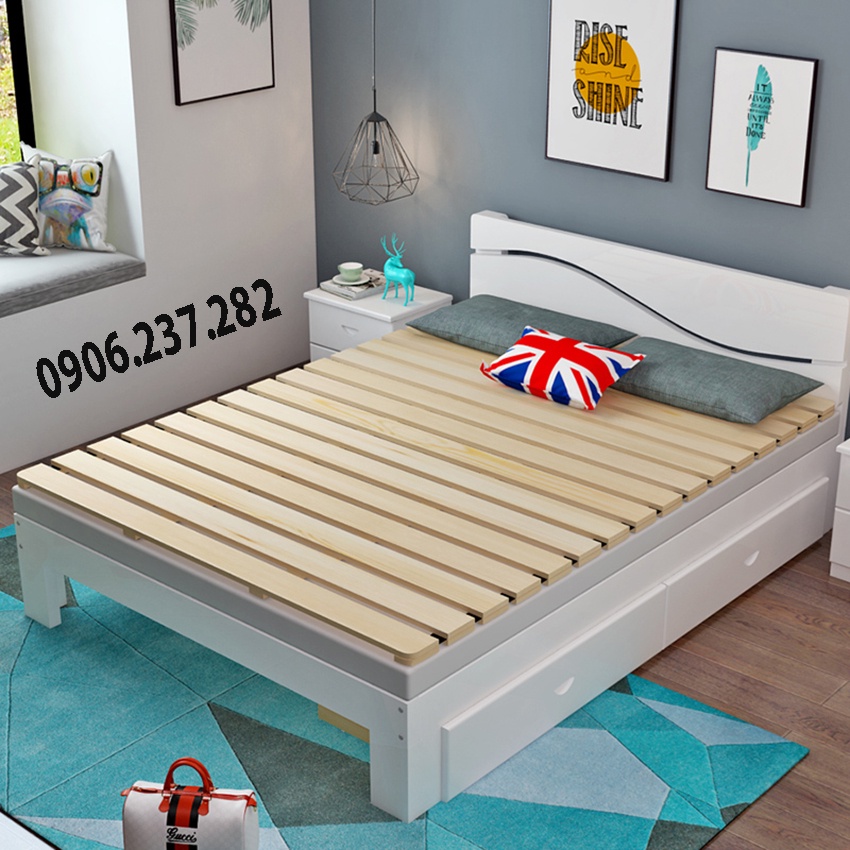 Giường gỗ thông trải sàn kiểu Nhật 80cm x 1m8 - giường cuộn thông minh - giường pallet cuộn trải sàn gỗ thông