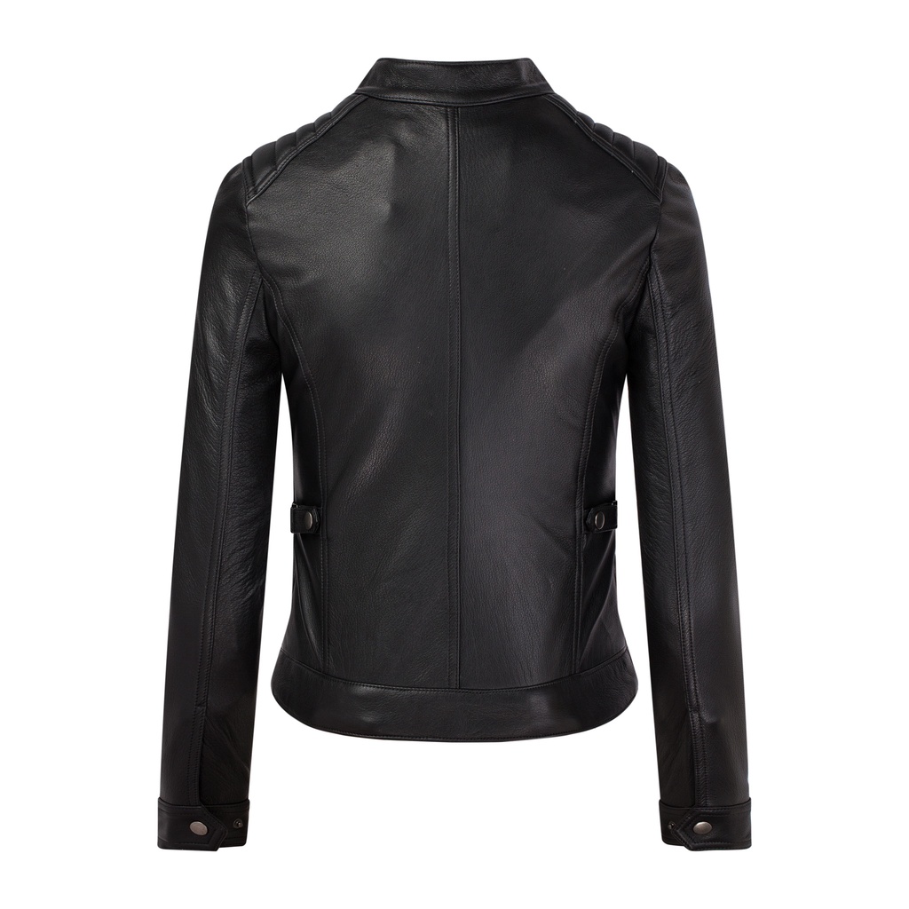Áo Da Nữ FTT Leather Racer Jacket Da Dê Hai Khóa Ngực Cao Cấp, Trẻ Trung