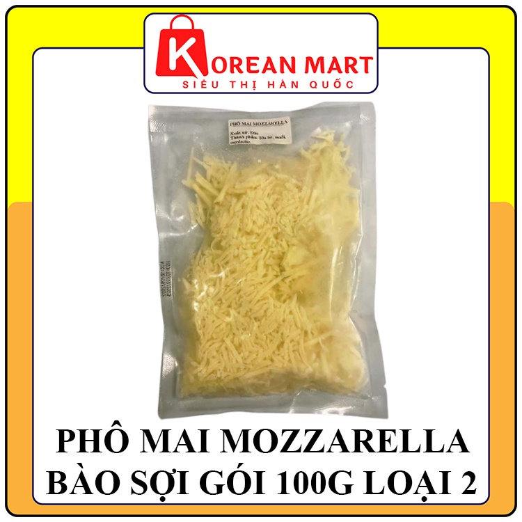 Phô mai bào sợi Mozzarella dùng làm pizza,... gói 100g