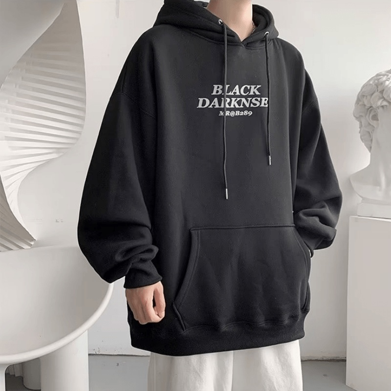 Áo Hoodie Dáng Rộng In Chữ Phong Cách hip hop Đường Phố Hàn Quốc Chất Lượng Cao Cho Nam Cỡ M-5XL