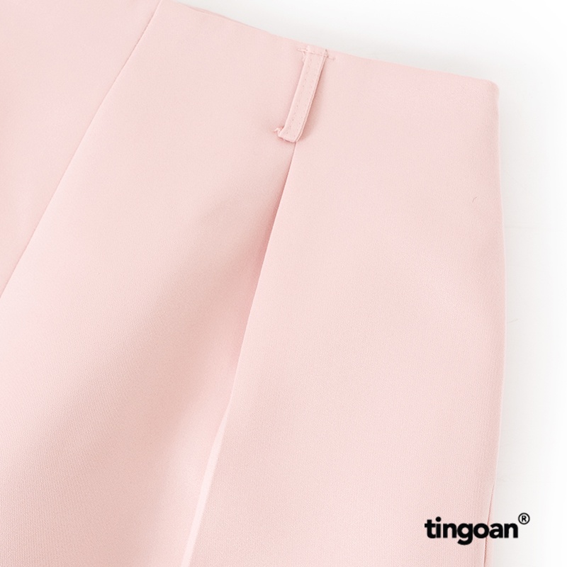 TINGOAN® - Quần shorts cạp cao chiết ly eo hồng BUBBLE SHORTS/PK