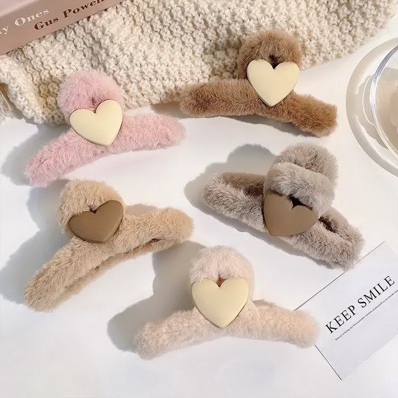 Kẹp Tóc Càng Cua Đính Lông Giả Thời Trang Thu Đông Hàn Quốc Cho Nữ