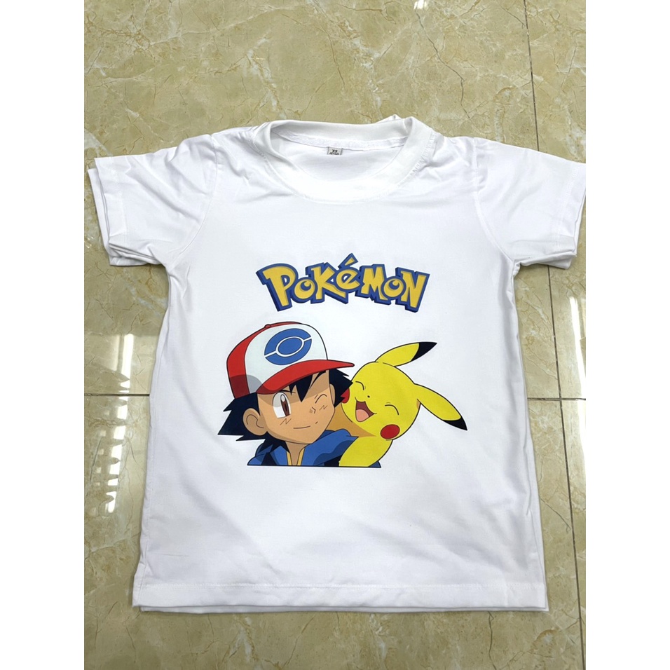 áo thun bé trai bé gái in hình pokemon coton co giản 4 chiều thoải mái
