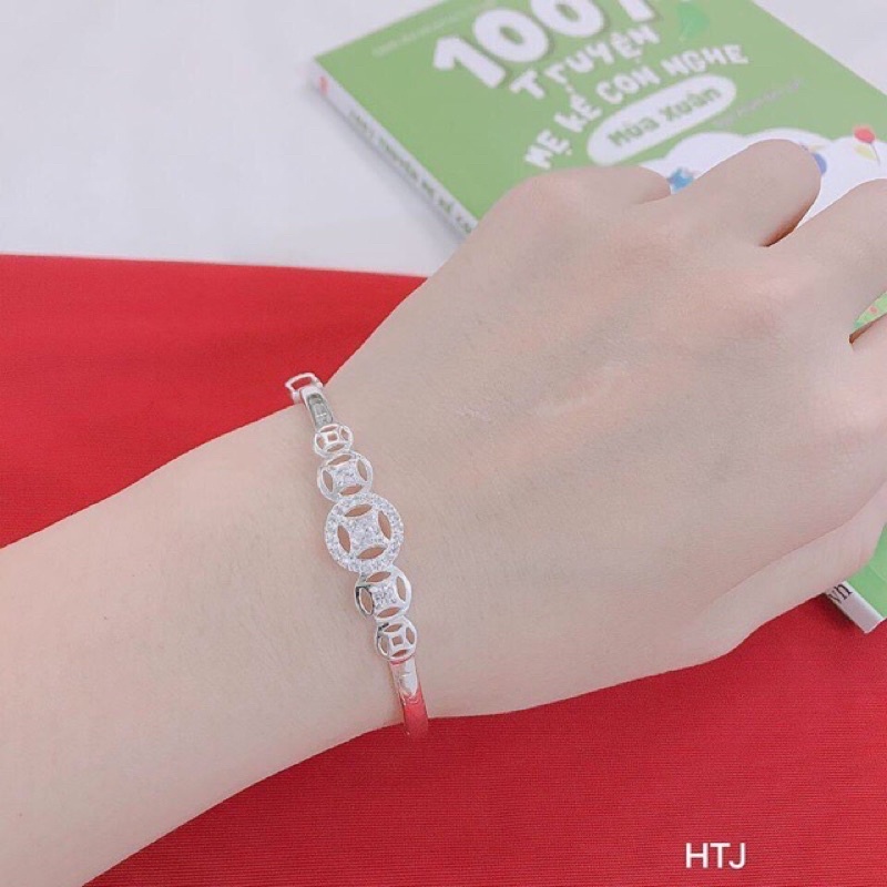 Lắc tay nữ bạc thật, lắc kim tiền cực đẹp chuẩn bạc ta sáng đẹp bền màu - Kho sỉ bạc Nhất Linh